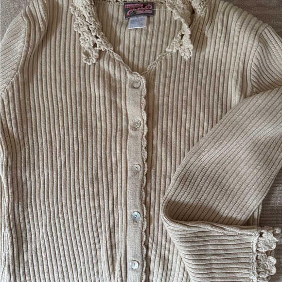 April Cornell Sweaters - April Cornell Lace Button-Up Sweater